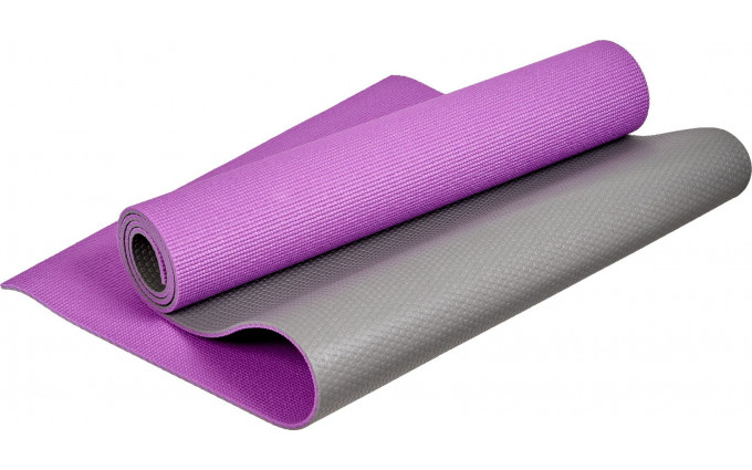 Коврик для йоги и фитнеса Bradex SF 0688, 183*61*0,6 см, двухслойный фиолетовый/серый