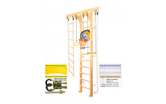 Шведская стенка Kampfer Wooden Ladder Wall Basketball Shield (№1 Натуральный Высота 3 м белый)