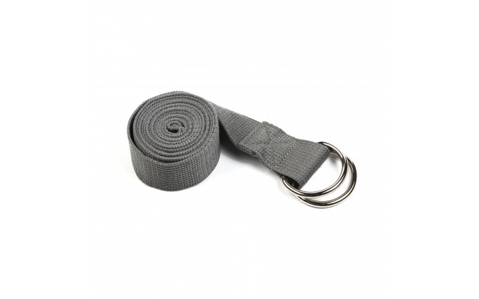 Ремень для йоги с металлическим карабином PRCTZ YOGA STRAP, серый.