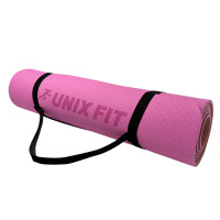 Коврик для йоги и фитнеса UNIX Fit двусторонний, 180 х 61 х 0,8 см, двуцветный, розовый